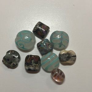 9 lamp work glass beads